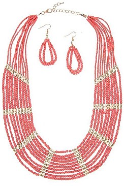 STRANDED BEADS STATEMENT NECKLACE SET