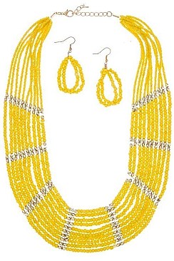 STRANDED BEADS STATEMENT NECKLACE SET