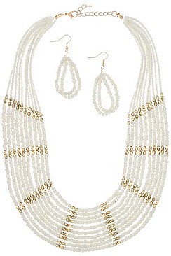 STRANDED BEADS STATEMENT NECKLACE SET