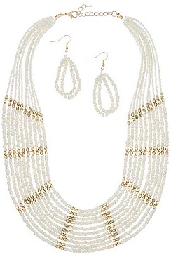 STRANDED BEADS STATEMENT NECKLACE SET