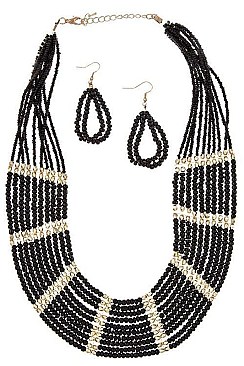 STRANDED BEADS STATEMENT NECKLACE SET