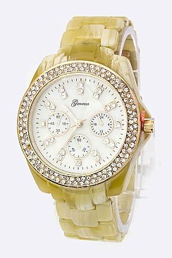 Trendy Crystal Dials Chrono Watch LA 05-1421