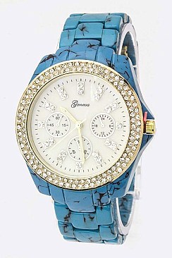 Trendy Crystal Dials Chrono Watch LA 05-1421