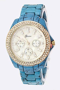 Trendy Crystal Dials Chrono Watch LA 05-1421
