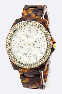 Trendy Crystal Dials Chrono Watch LA 05-1421