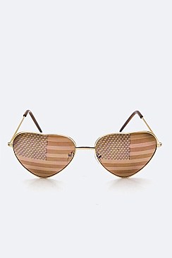 Pack of 12 USA Flag Heart Shape Iconic Sunglasses Set