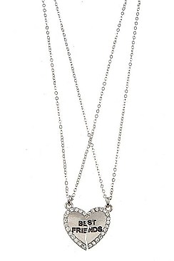 TWO SET CHAIN BEST FRIEND PENDANT NECKLACE