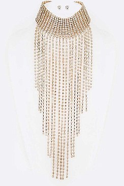 CHOKER RHINESTONE CHAIN STATEMENT NECKLACE SET