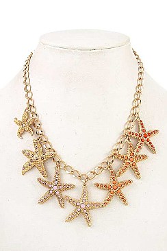 STARFISH LINK BIB NECKLACE SET