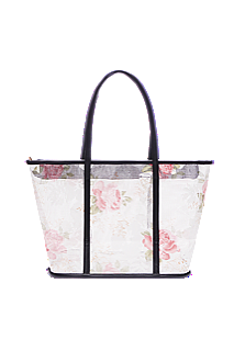 Transparent Clear Summer Tote bag with Roses print