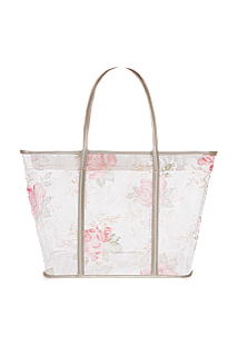 Transparent Clear Summer Tote bag with Roses print