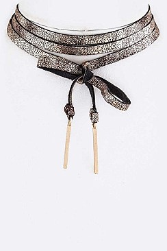 WRAPPED METAL BARS CHOKER NECKLACE SET