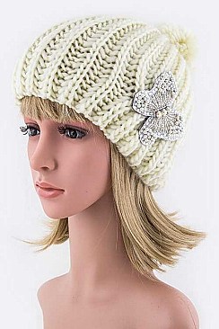 Stylish Beaded Butterfly Fashion Beanie LA-HT2984BF075