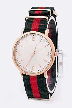 Stripped Strap Iconic Fashion Watch - Rose/Goldd LA-SS001