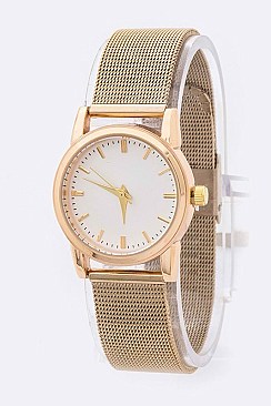 Stylish Mesh Band 2 Tone Fashion Watch LA 04-SS004