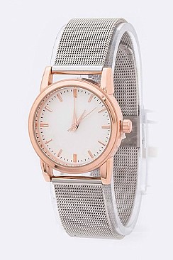 Stylish Mesh Band 2 Tone Fashion Watch LA 04-SS004