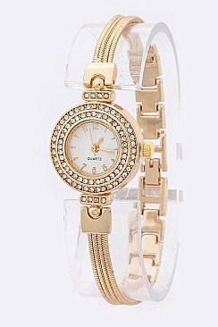 Chic Crystal Bezel Petite Chain Strap Fashion Watch LA-3596