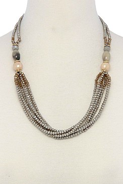 STYLISH BEADED MULTI STRAND FASHION NECKLACE JY-N6113