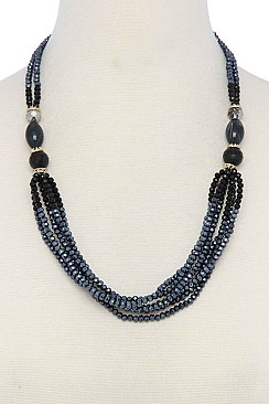 STYLISH BEADED MULTI STRAND FASHION NECKLACE JY-N6113