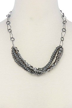 STYLISH MULTI-LAYER TWIST BEADED FASHION NECKLACE JY-N7114