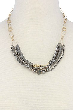 STYLISH MULTI-LAYER TWIST BEADED FASHION NECKLACE JY-N7114