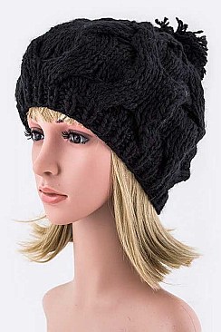 Stylish Pom Pom Knit Painter Beanie LA-ZZM011229