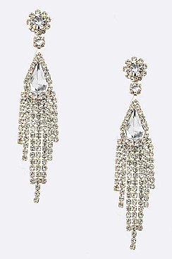 RUFFLE RHINESTONE BRIDAL EARRINGS
