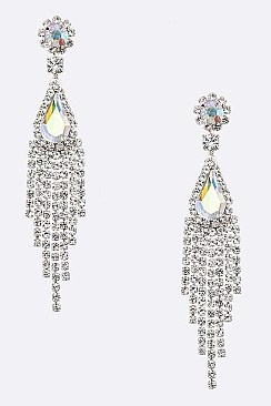 RUFFLE RHINESTONE BRIDAL EARRINGS