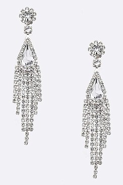 RUFFLE RHINESTONE BRIDAL EARRINGS