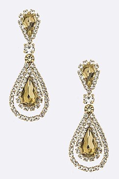 COLORED RHINESTONE TEARDROP EARRINGS