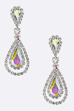 COLORED RHINESTONE TEARDROP EARRINGS