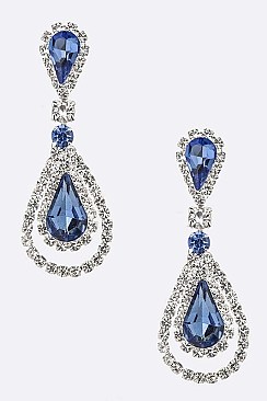 COLORED RHINESTONE TEARDROP EARRINGS