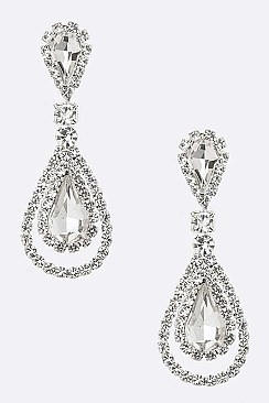 COLORED RHINESTONE TEARDROP EARRINGS
