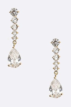 TINY CZ TEARDROP EARRINGS