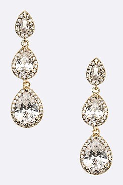 TRIPLE TEARDROP CZ EARRINGS