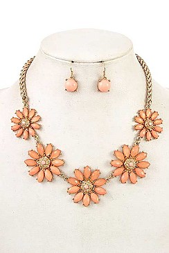 FLORAL STONE LINK BIB NECKLACE SET