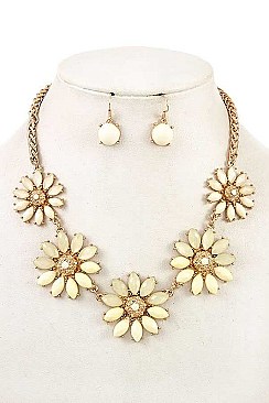 FLORAL STONE LINK BIB NECKLACE SET