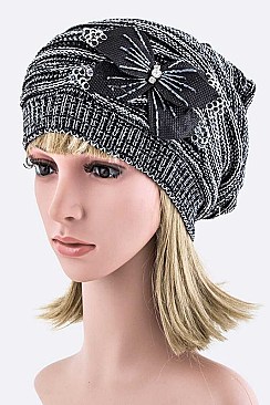 Posh Bow in Bead & Sequins Beanie LA-EMH-MF072