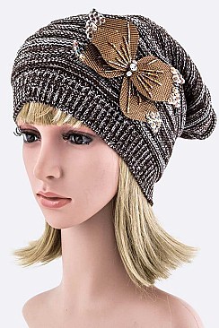Posh Bow in Bead & Sequins Beanie LA-EMH-MF072