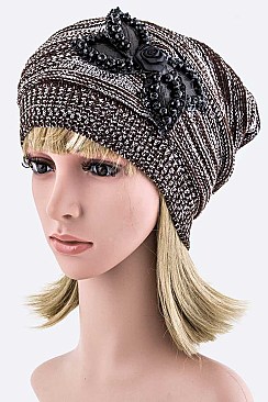 Chic Beaded Bow Beanie LA-EMH8591-MF143