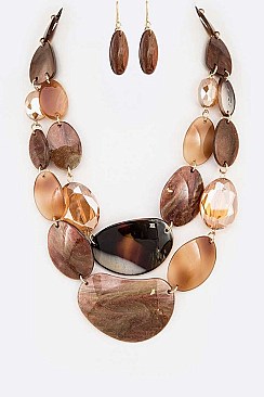 CRYSTAL & RESIN MULTI LAYER NECKLACE SET