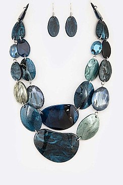 CRYSTAL & RESIN MULTI LAYER NECKLACE SET