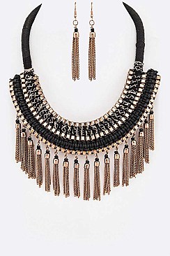 Fringed Chain Statement Necklace Set