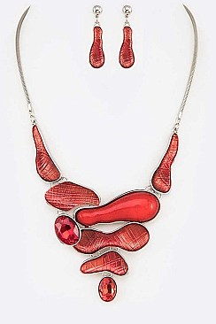 MIXED JEWELS ENAMEL STATEMENT NECKLACE SET