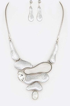 MIXED JEWELS ENAMEL STATEMENT NECKLACE SET