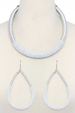 STYLISH GLITTER ACCENT METALLIC THREAD FASHION NECKLACE SET JYJSN2222