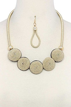 STYLISH SPIRALS LINK BIB STATEMENT NECKLACE SET JYJSN2145