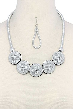 STYLISH SPIRALS LINK BIB STATEMENT NECKLACE SET JYJSN2145
