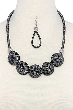 STYLISH SPIRALS LINK BIB STATEMENT NECKLACE SET JYJSN2145