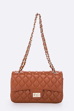 Lovely Quilted Classic Turn Lock Shoulder Bag